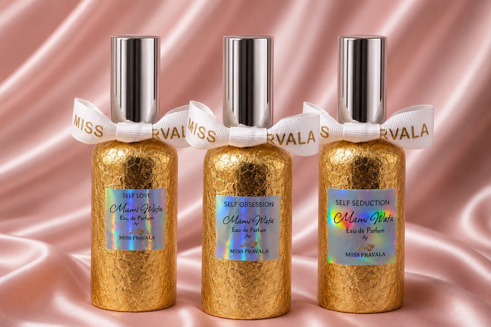 The three Miss Pravala Eau de Parfums together