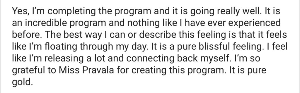 Miss Pravala clients testimony
